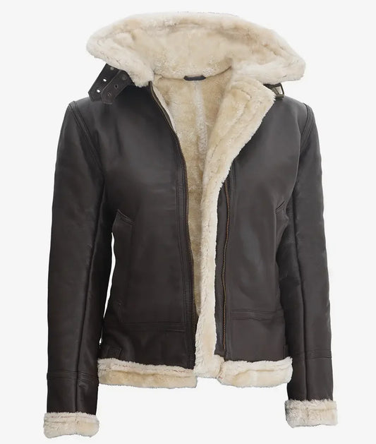 Edinburgh Leather Jacket With Removable Hood